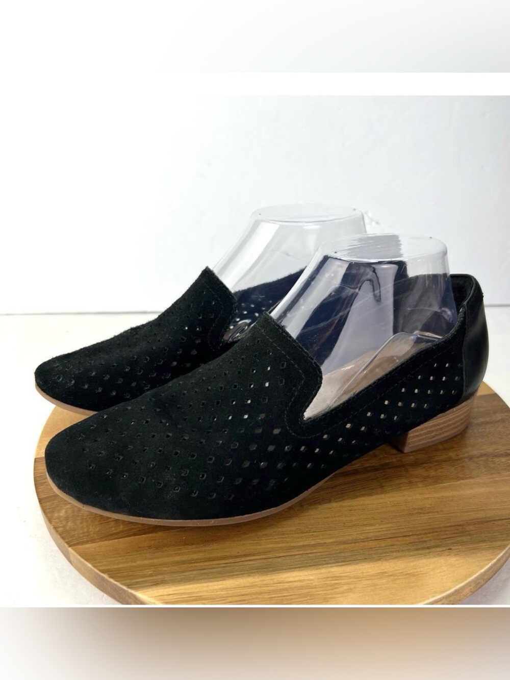 Clarks Collection Perforated Suede Loafers Juliet Hayes Women's Black 8 M